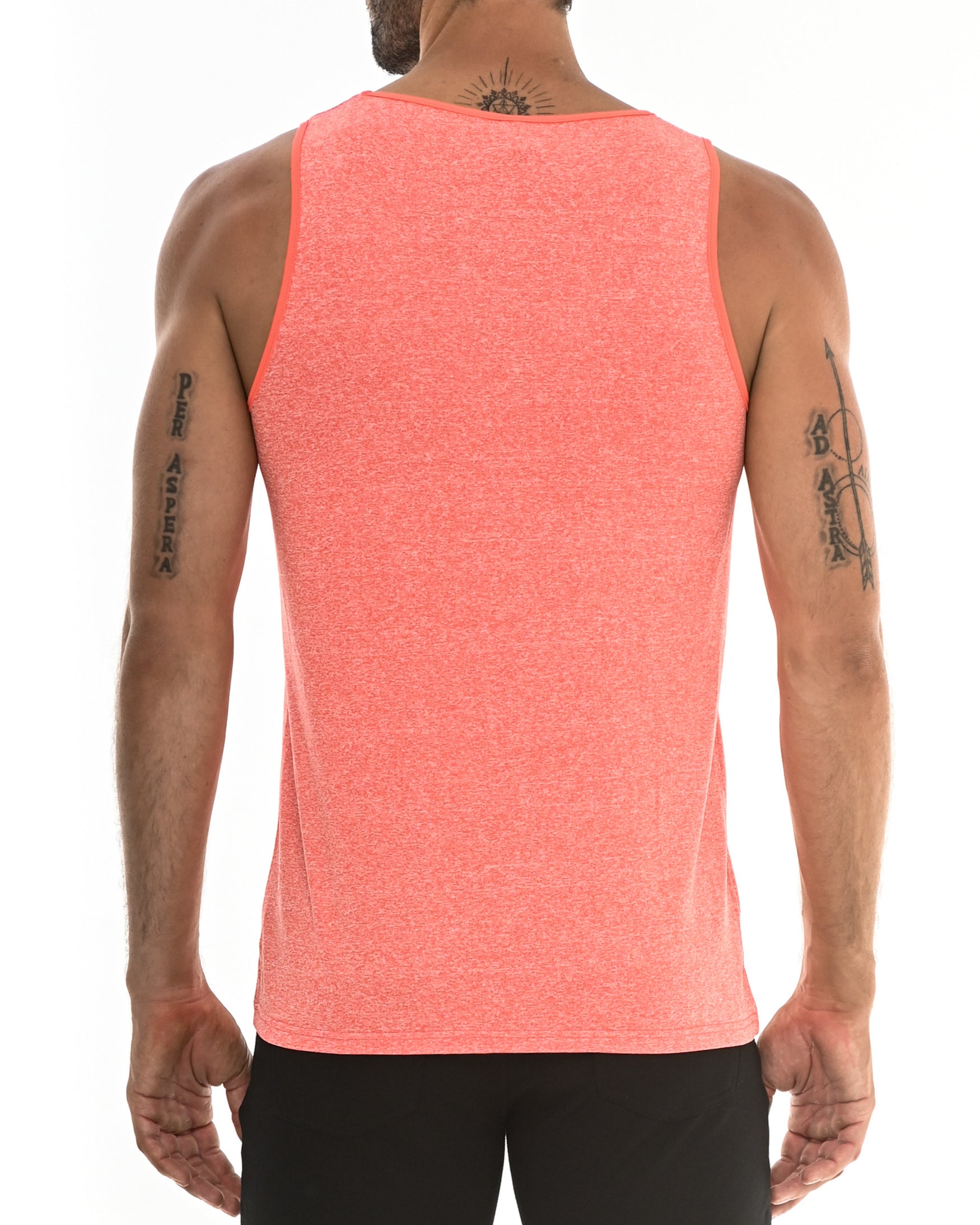 BRIGHT ORANGE SPACE DYE MESH PERFORMANCE TANK TOP ST-261