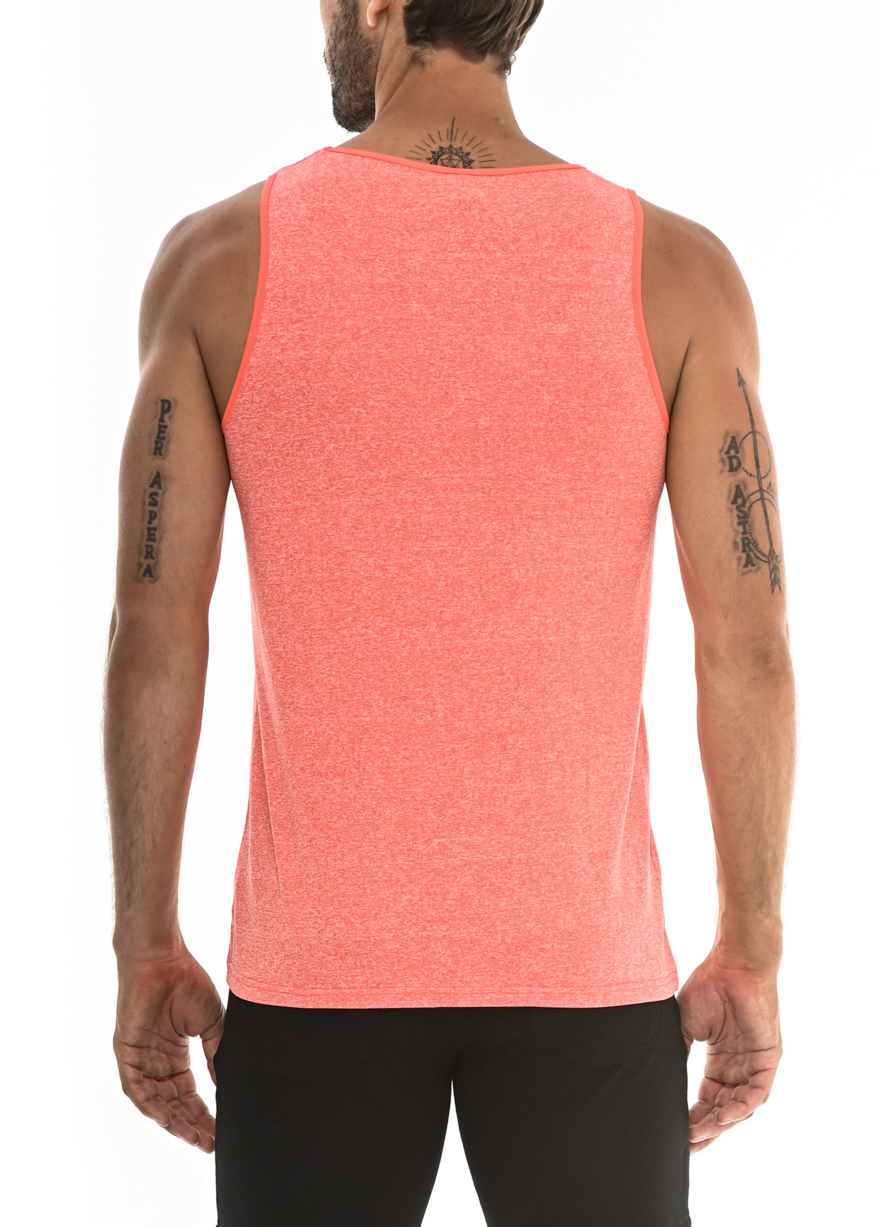 BRIGHT ORANGE SPACE DYE MESH PERFORMANCE TANK TOP ST-261