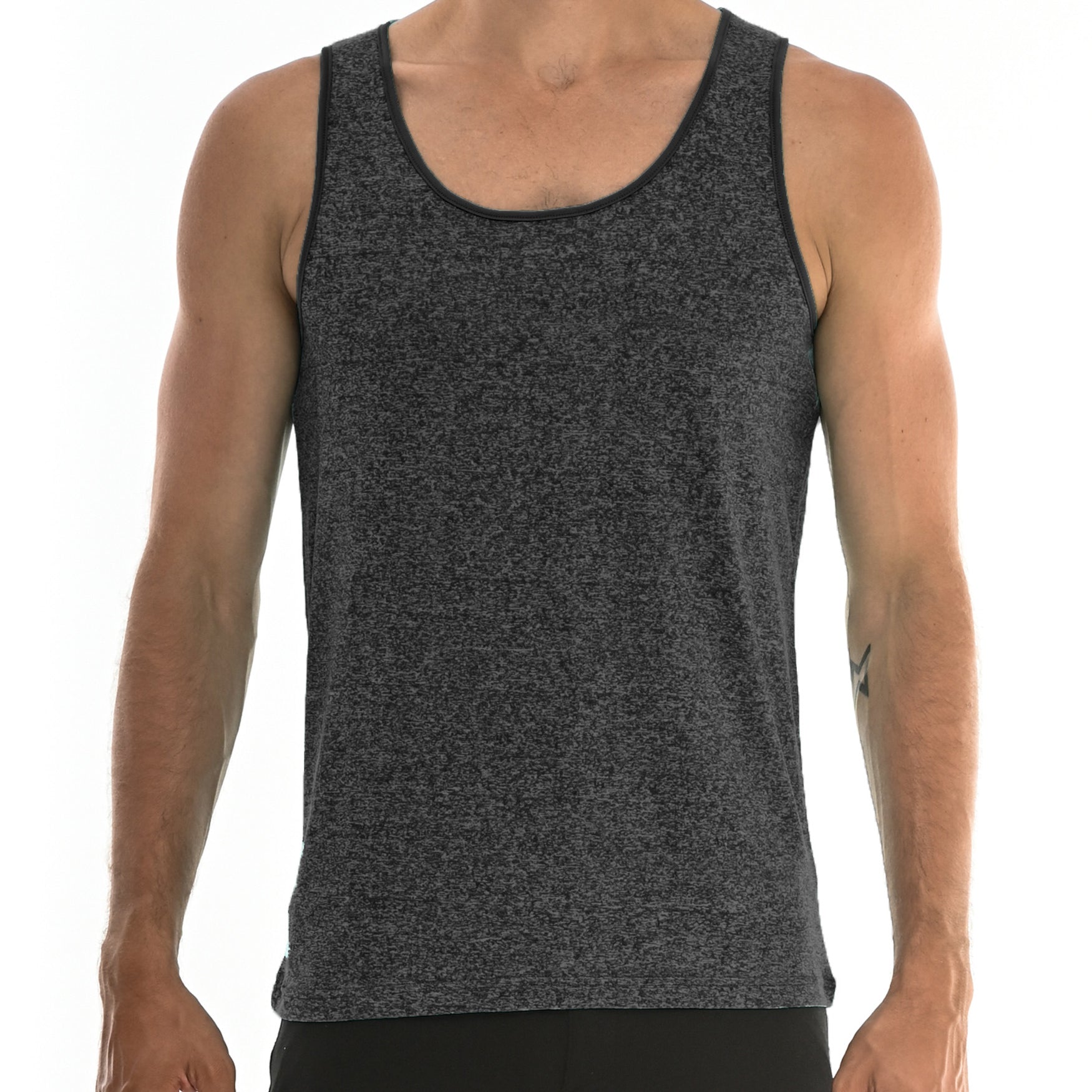 CHARCOAL SPACE DYE MESH PERFORMANCE TANK TOP ST-261