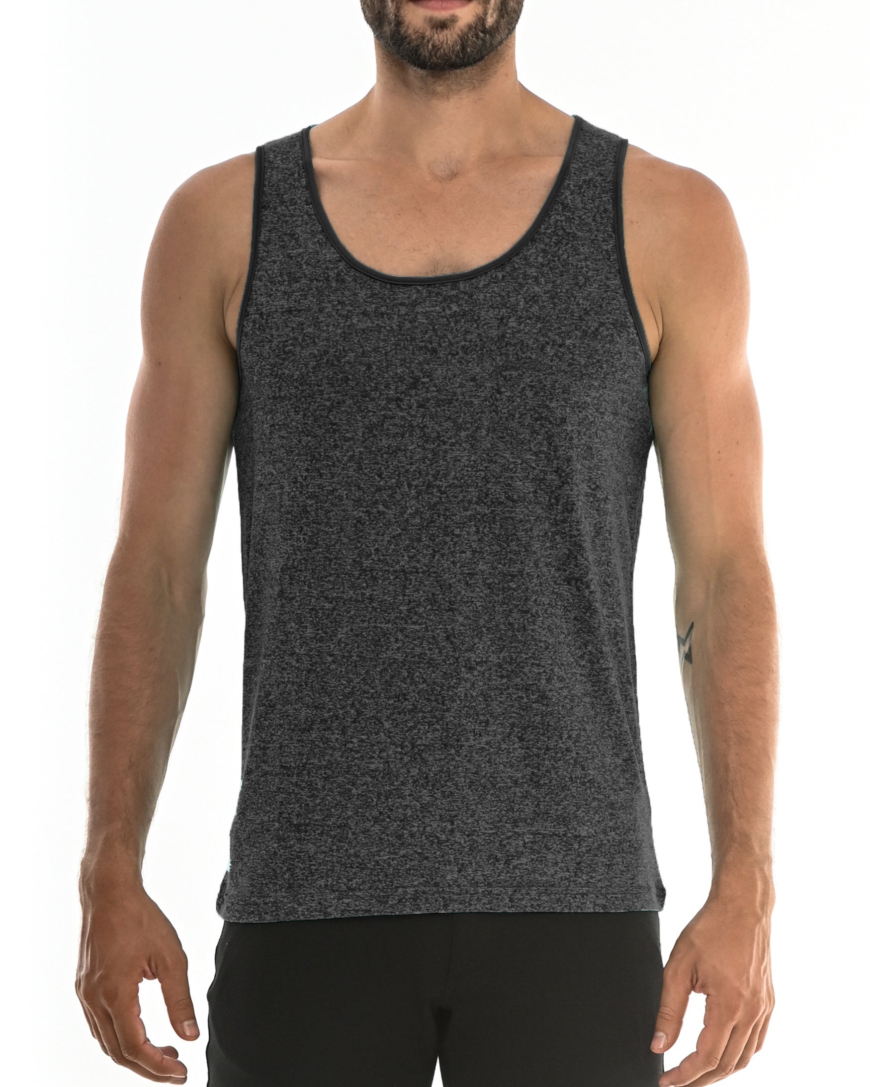 CHARCOAL SPACE DYE MESH PERFORMANCE TANK TOP ST-261
