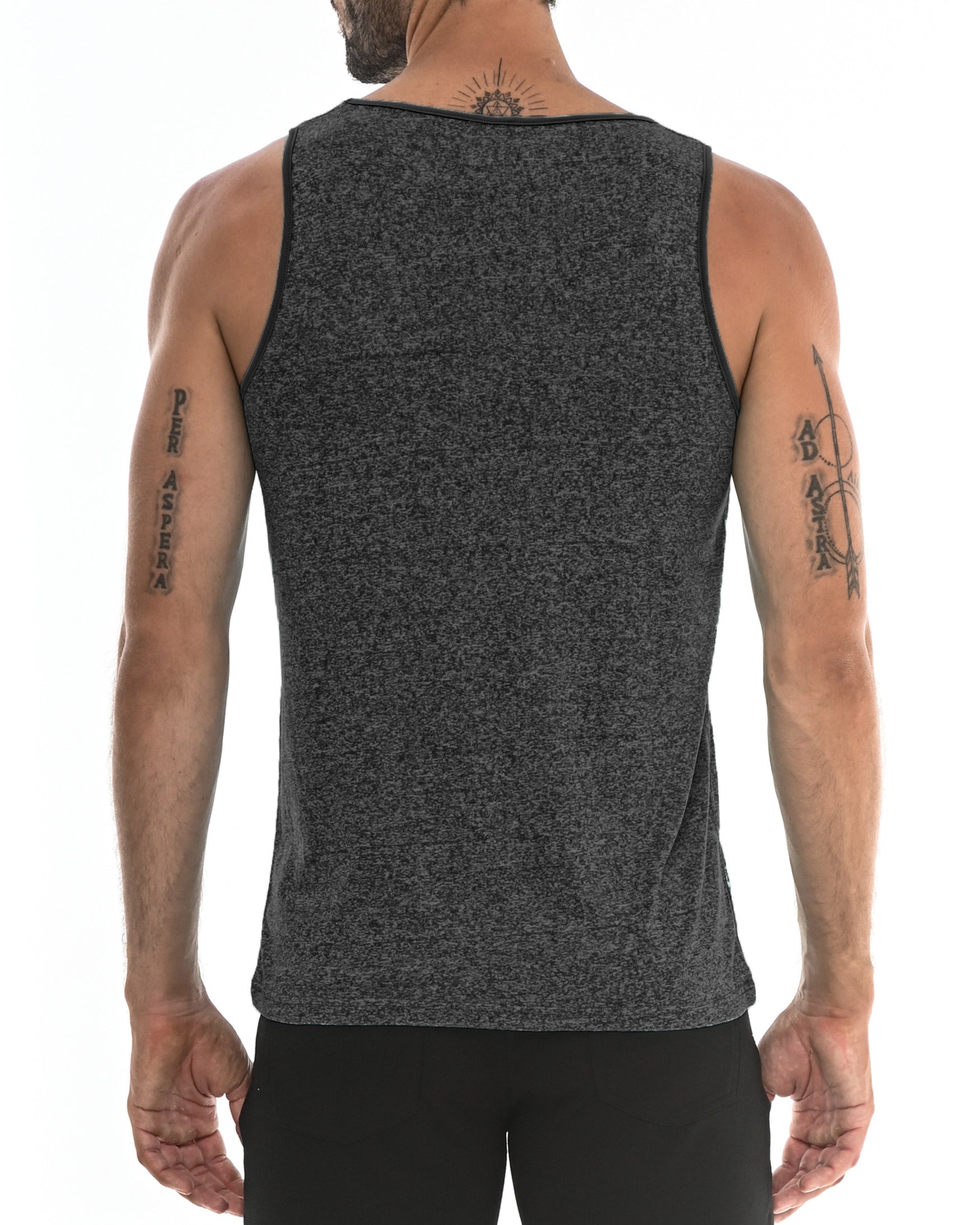 CHARCOAL SPACE DYE MESH PERFORMANCE TANK TOP ST-261