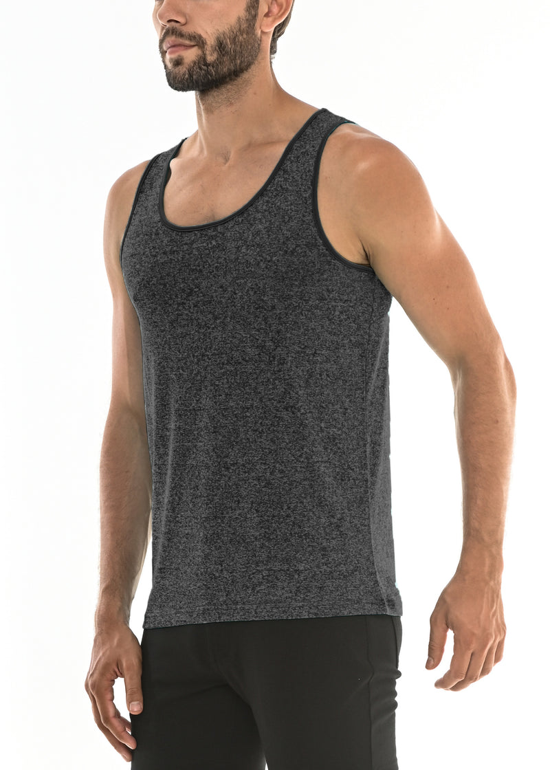 CHARCOAL SPACE DYE MESH PERFORMANCE TANK TOP ST-261