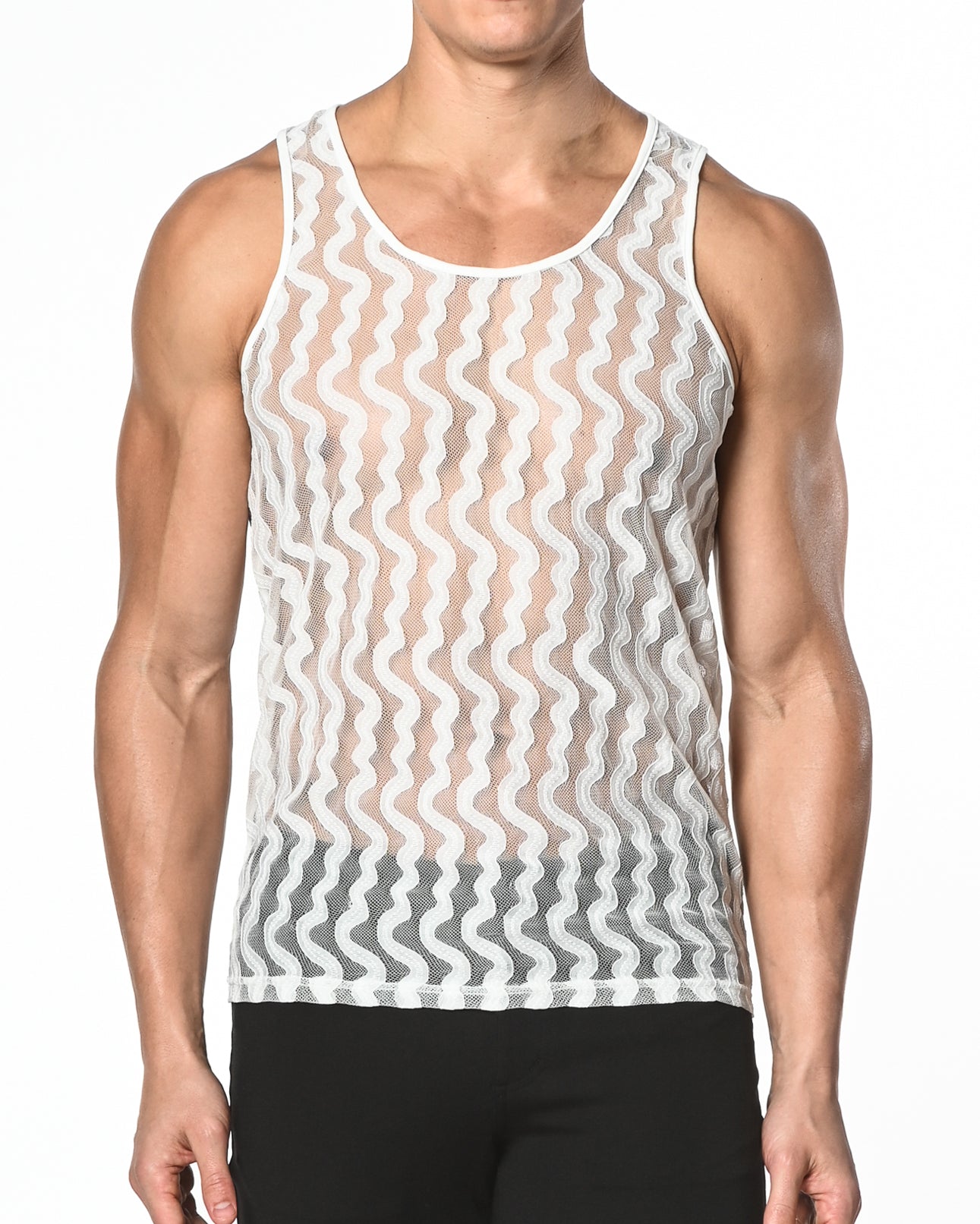 WHITE WAVE STRETCH GOSSAMER LACE TANK TOP ST-266