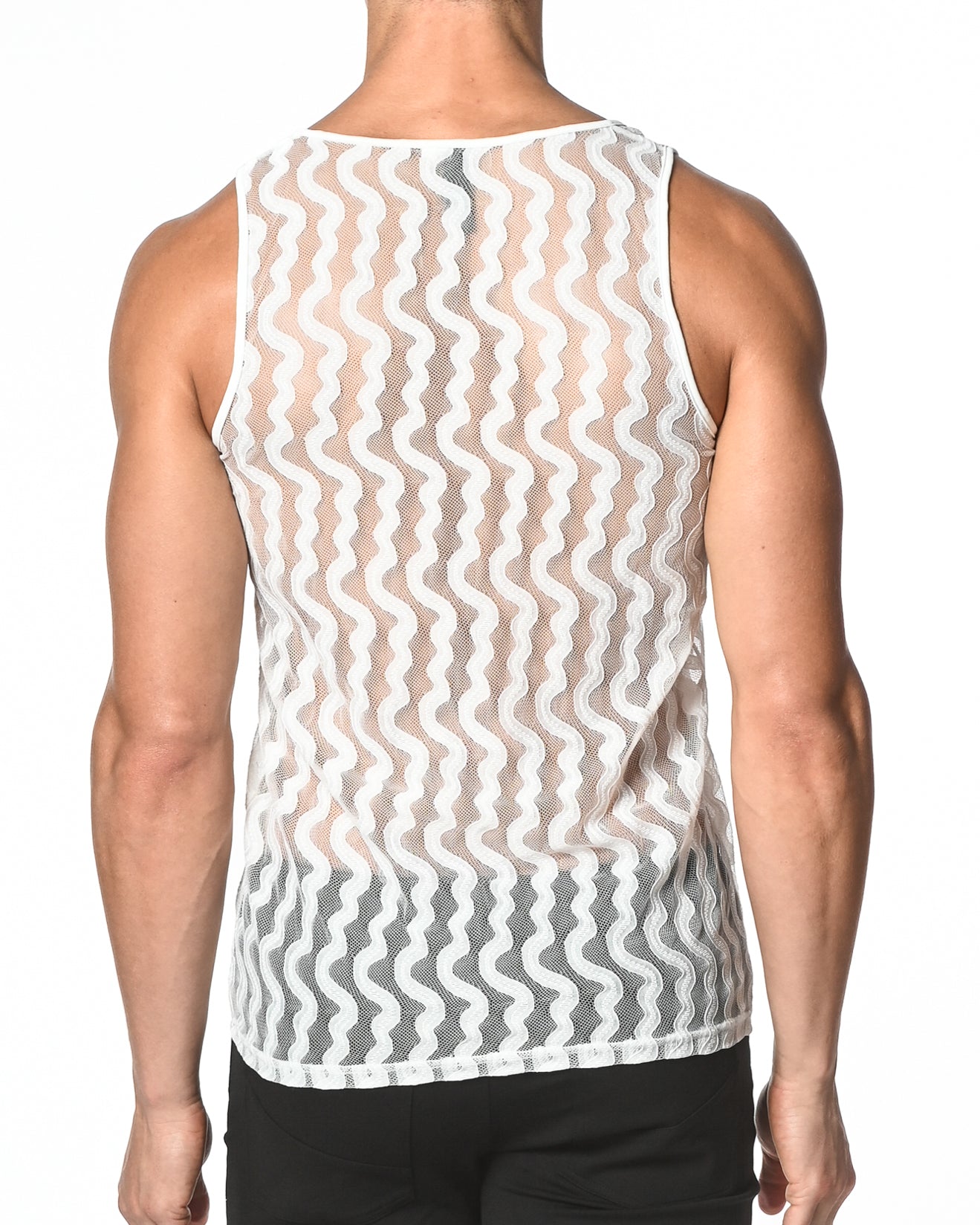 WHITE WAVE STRETCH GOSSAMER LACE TANK TOP ST-266