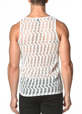 WHITE WAVE STRETCH GOSSAMER LACE TANK TOP ST-266