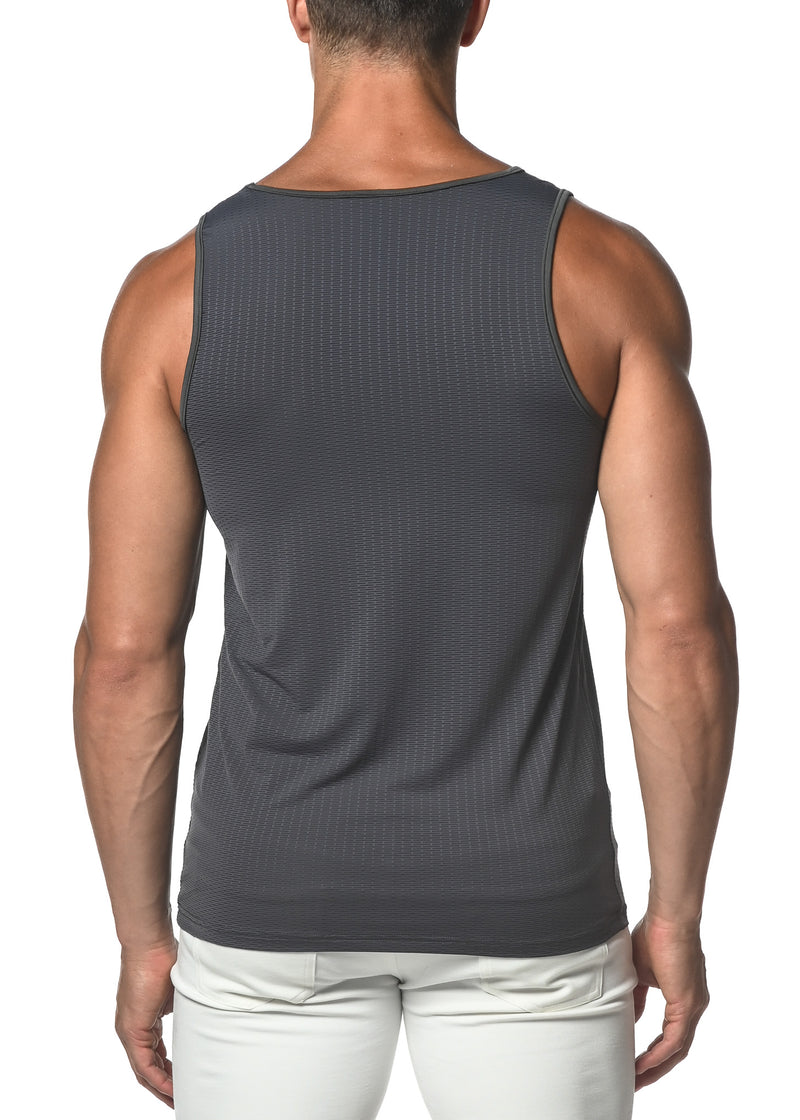 GREY TECHNO MESH STRETCH PERFORMANCE TANK TOP  ST-275