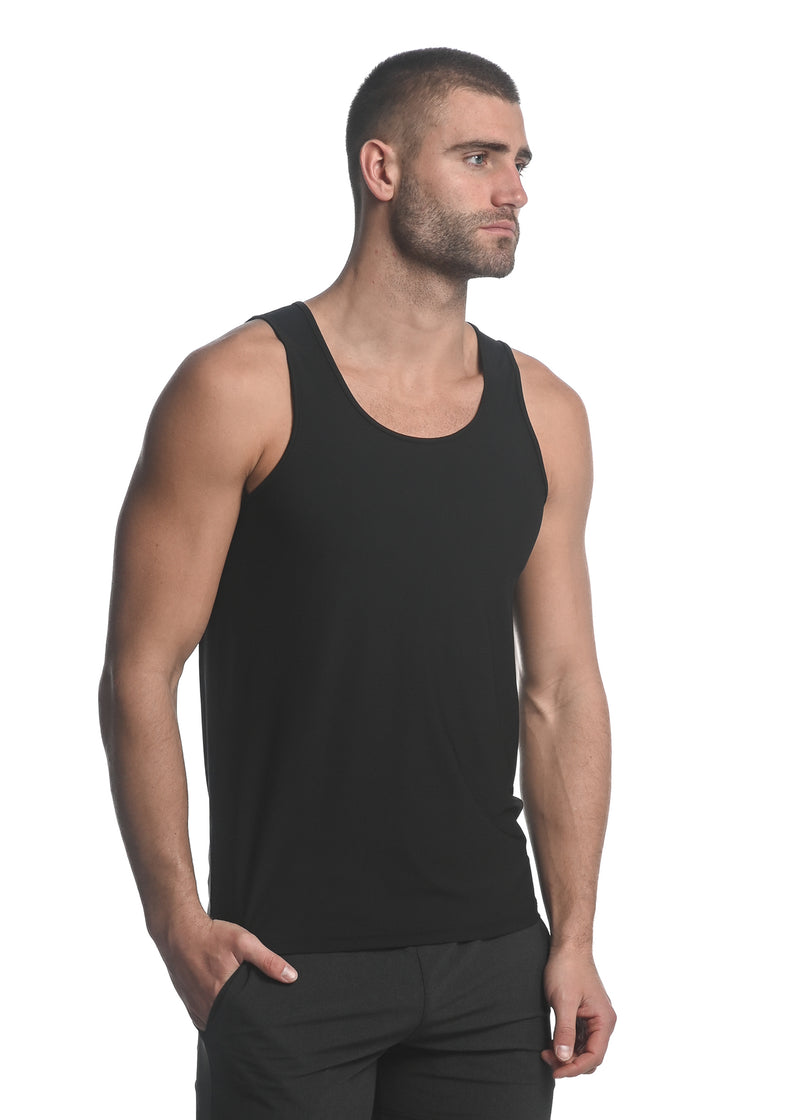 BLACK TEXTURED STRETCH MESH PERFORMANCE SINGLET ST-279