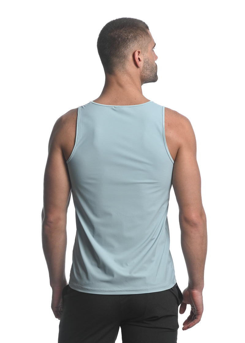BLUE HAZE TEXTURED STRETCH MESH PERFORMANCE SINGLET ST-279