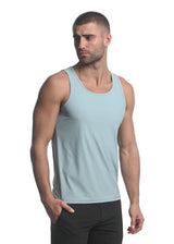 BLUE HAZE TEXTURED STRETCH MESH PERFORMANCE SINGLET ST-279