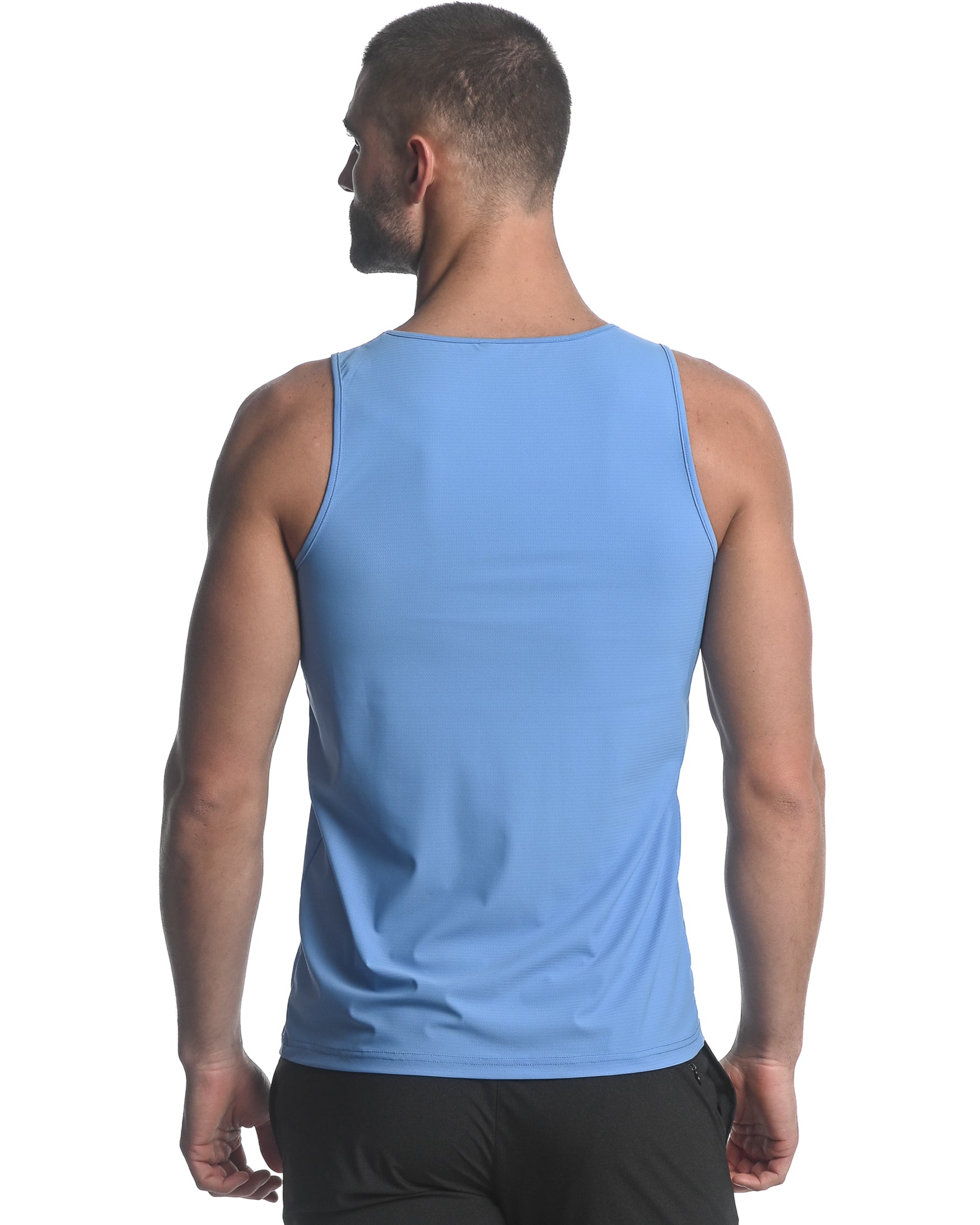 LAKE BLUE TEXTURED STRETCH MESH PERFORMANCE SINGLET ST-279