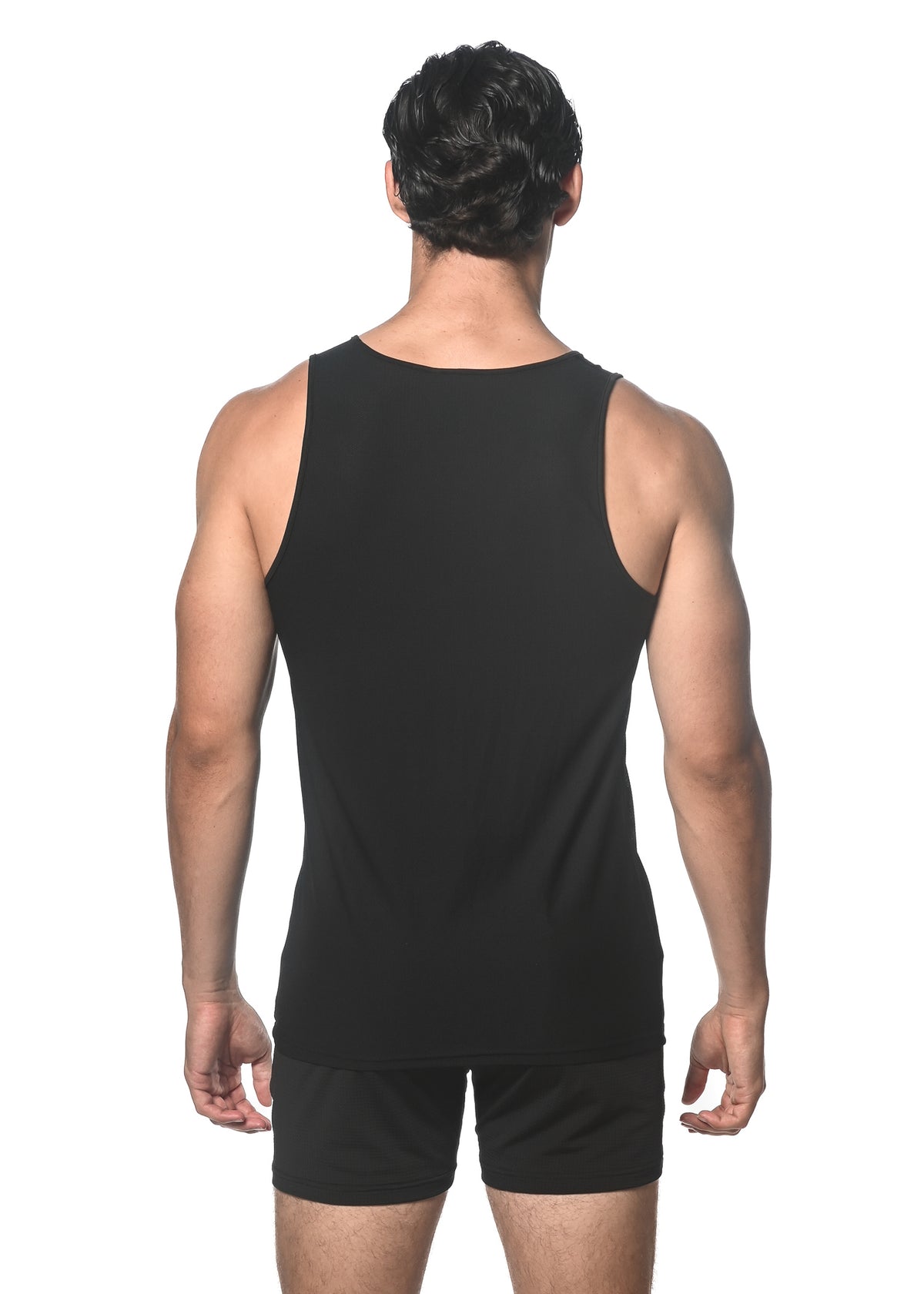 BLACK TEXTURED STRETCH MESH PERFORMANCE SINGLET ST-280