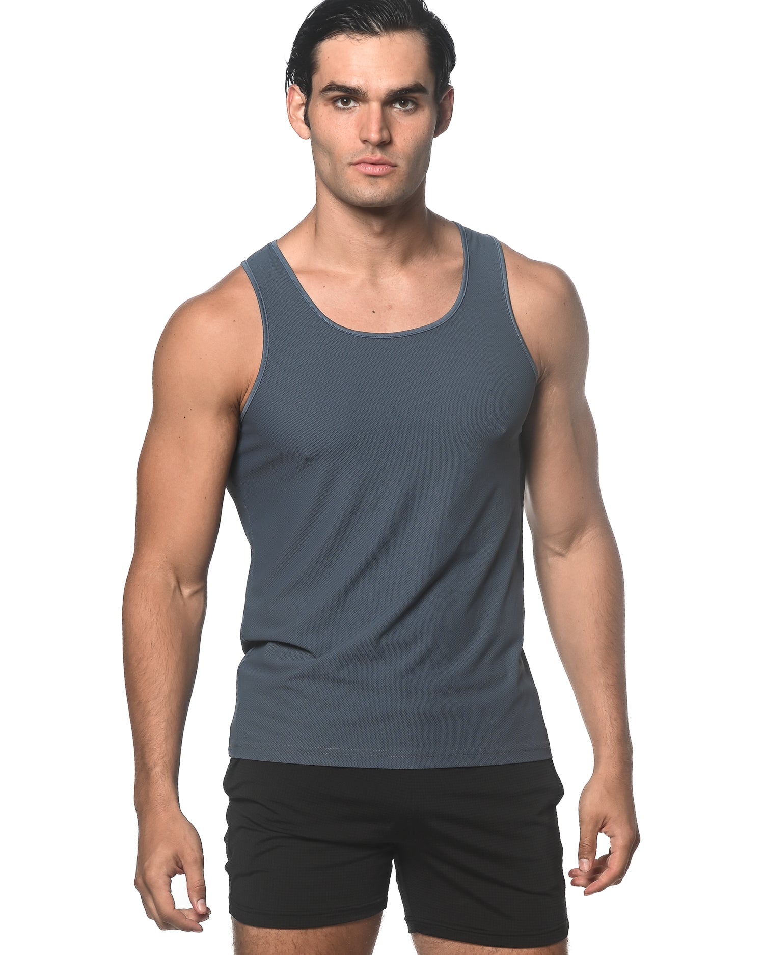 PETROL TEXTURED STRETCH MESH PERFORMANCE SINGLET ST-280