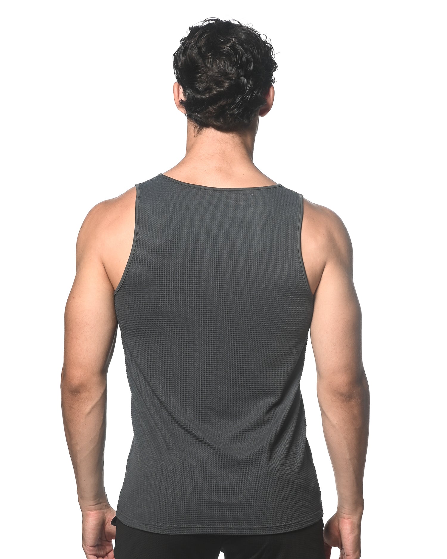 CHARCOAL WAFFLE MESH PERFORMANCE TANK TOP ST-284