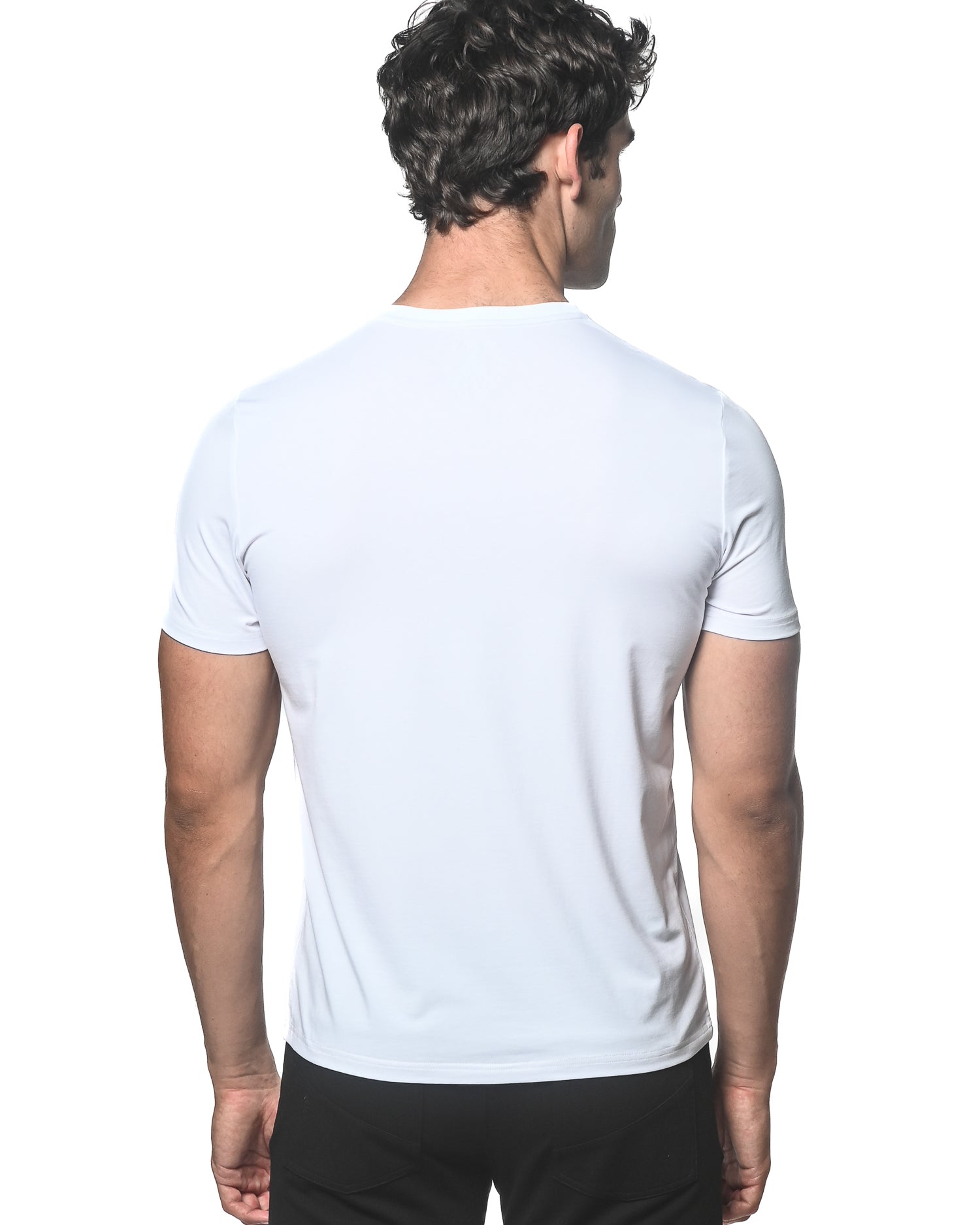 WHITE V-NECK SHORT SLEEVE JERSEY T-SHIRT ST-75