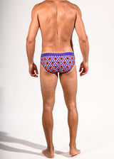 RED/NAVY CIRCLE DOTS FREESTYLE SWIM BRIEF W/ REMOVABLE CUP ST-8000-03- Final Sale