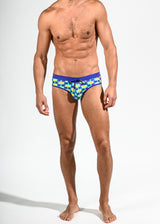 BLUE/GREEN SCREENS FREESTYLE SWIM BRIEF W/ REMOVABLE CUP ST-8000-04- Final Sale