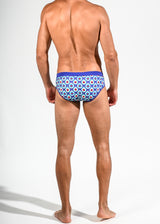 NAVY/TEAL/RED DROPS FREESTYLE SWIM BRIEF W/ REMOVABLE CUP ST-8000-05- Final Sale