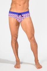 FUCHSIA/MIDNIGHT GRID WAVE FREESTYLE SWIM BRIEF WITH REMOVABLE CUP ST-8000-48- Final Sale