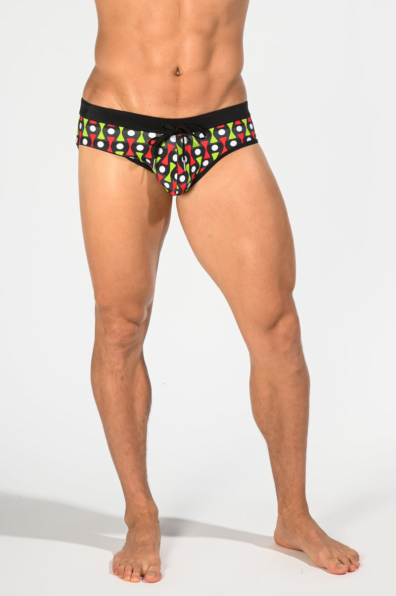 KIWI/RED PIN HEADS FREESTYLE SWIM BRIEF WITH REMOVABLE CUP ST-8000-65- Final Sale