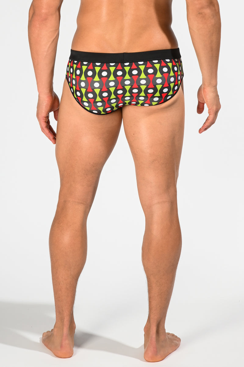 KIWI/RED PIN HEADS FREESTYLE SWIM BRIEF WITH REMOVABLE CUP ST-8000-65- Final Sale