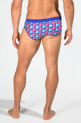 NAVY/FUCHSIA HONEYCOMB FREESTYLE SWIM BRIEF WITH REMOVABLE CUP ST-8000-67- Final Sale