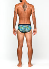 TEAL/CITRUS FLORAL FREESTYLE SWIM BRIEF W/ REMOVABLE CUP ST-8000-73