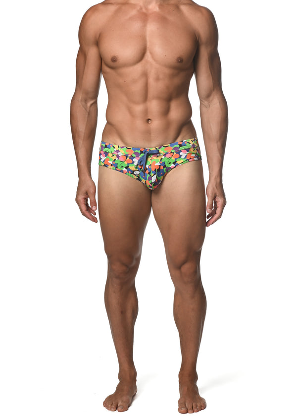 SPRING GREEN ABSTRACT FREESTYLE SWIM BRIEF  ST-8000-93