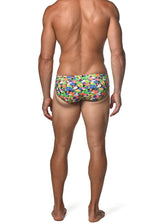 SPRING GREEN ABSTRACT FREESTYLE SWIM BRIEF  ST-8000-93