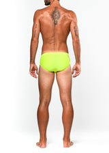 NEON YELLOW SOLID FREESTYLE SWIM BRIEF W/ REMOVABLE CUP ST-8000
