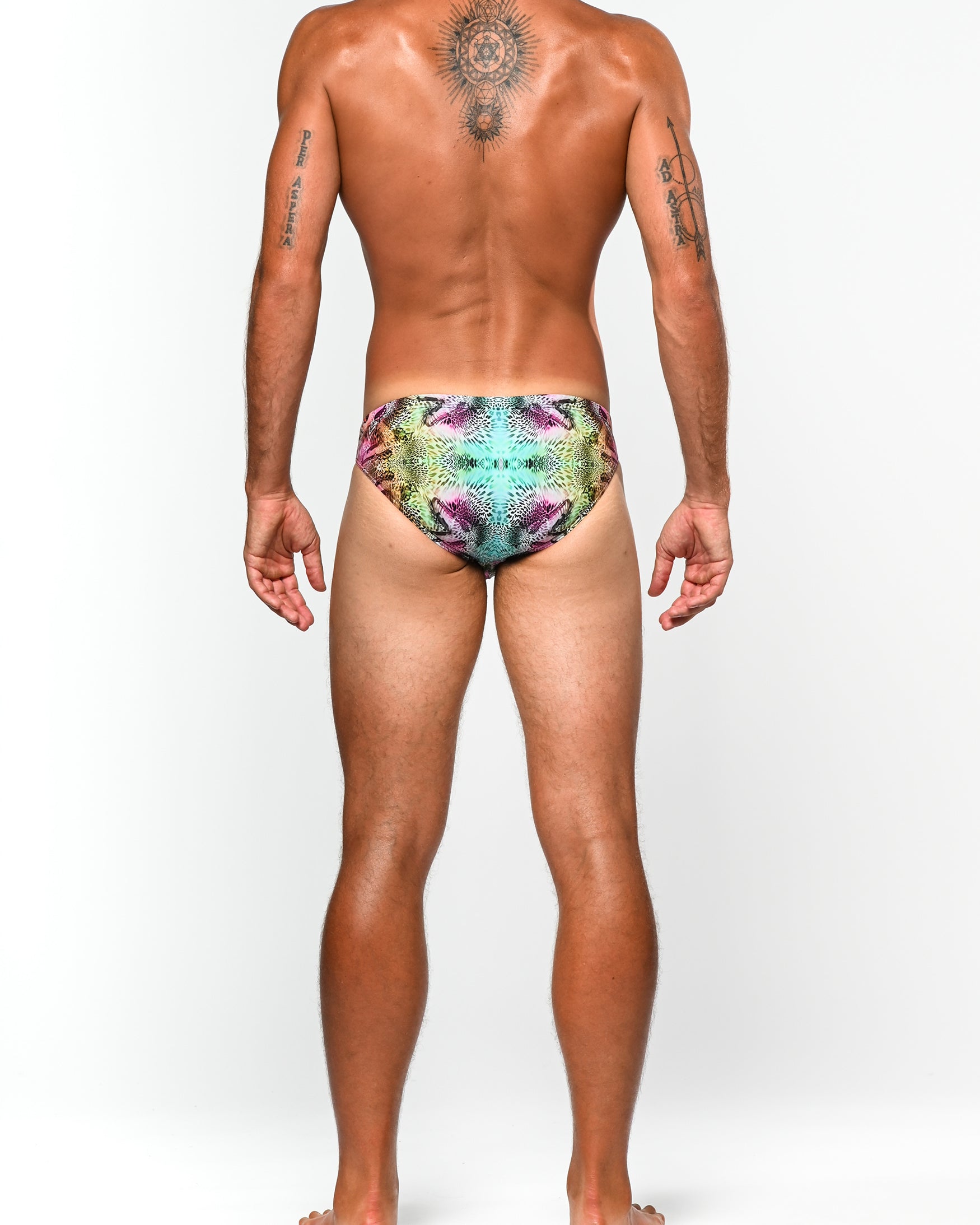TEAL/APRICOT BUTTERFLIES JUNGLE MICRO SWIM BRIEF ST-8002