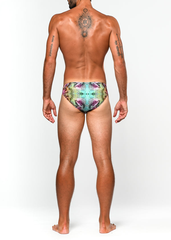 TEAL/APRICOT BUTTERFLIES JUNGLE MICRO SWIM BRIEF ST-8002