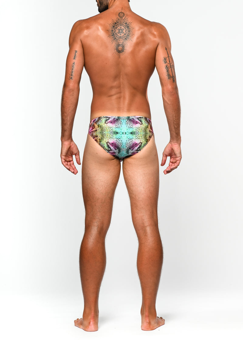 TEAL/APRICOT BUTTERFLIES JUNGLE MICRO SWIM BRIEF ST-8002
