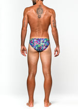 BLUE/PURPLE FLORAL ABSTRACT MICRO SWIM BRIEF ST-8002