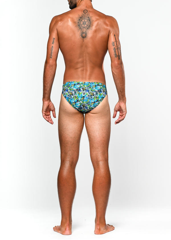 TEAL/CITRUS FLORAL MICRO SWIM BRIEF ST-8002