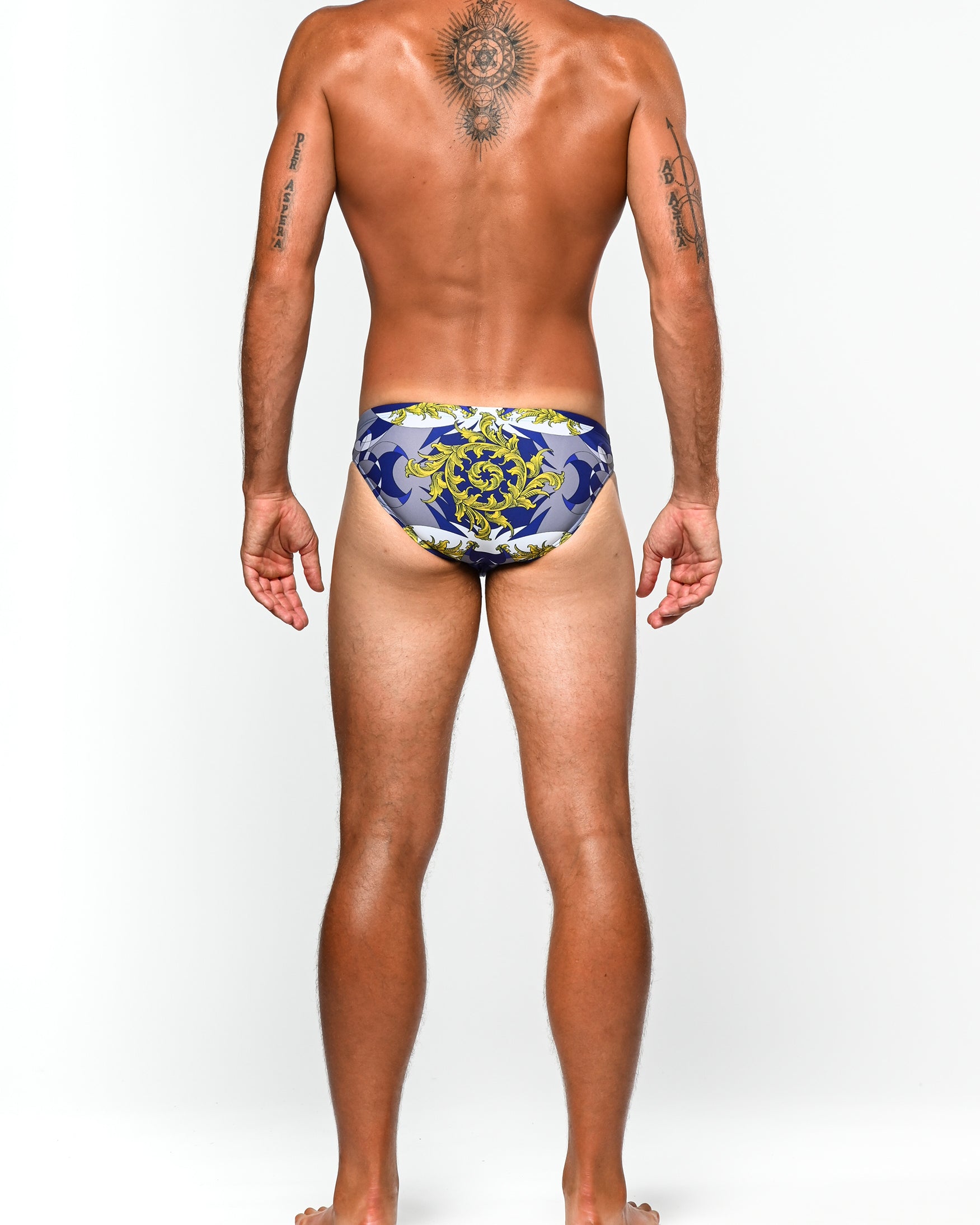 COBALT/BAROQUE MONOGRAM MICRO SWIM BRIEF ST-8002