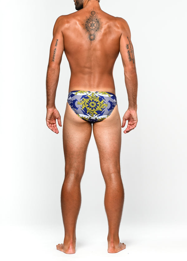 COBALT/BAROQUE MONOGRAM MICRO SWIM BRIEF ST-8002