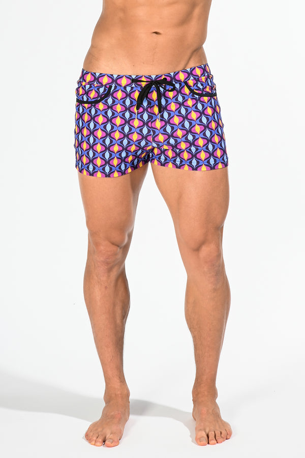 BLUE/PURPLE FLAME COAST SWIM SHORT WITH MESH LINER ST-8007-27- Final Sale