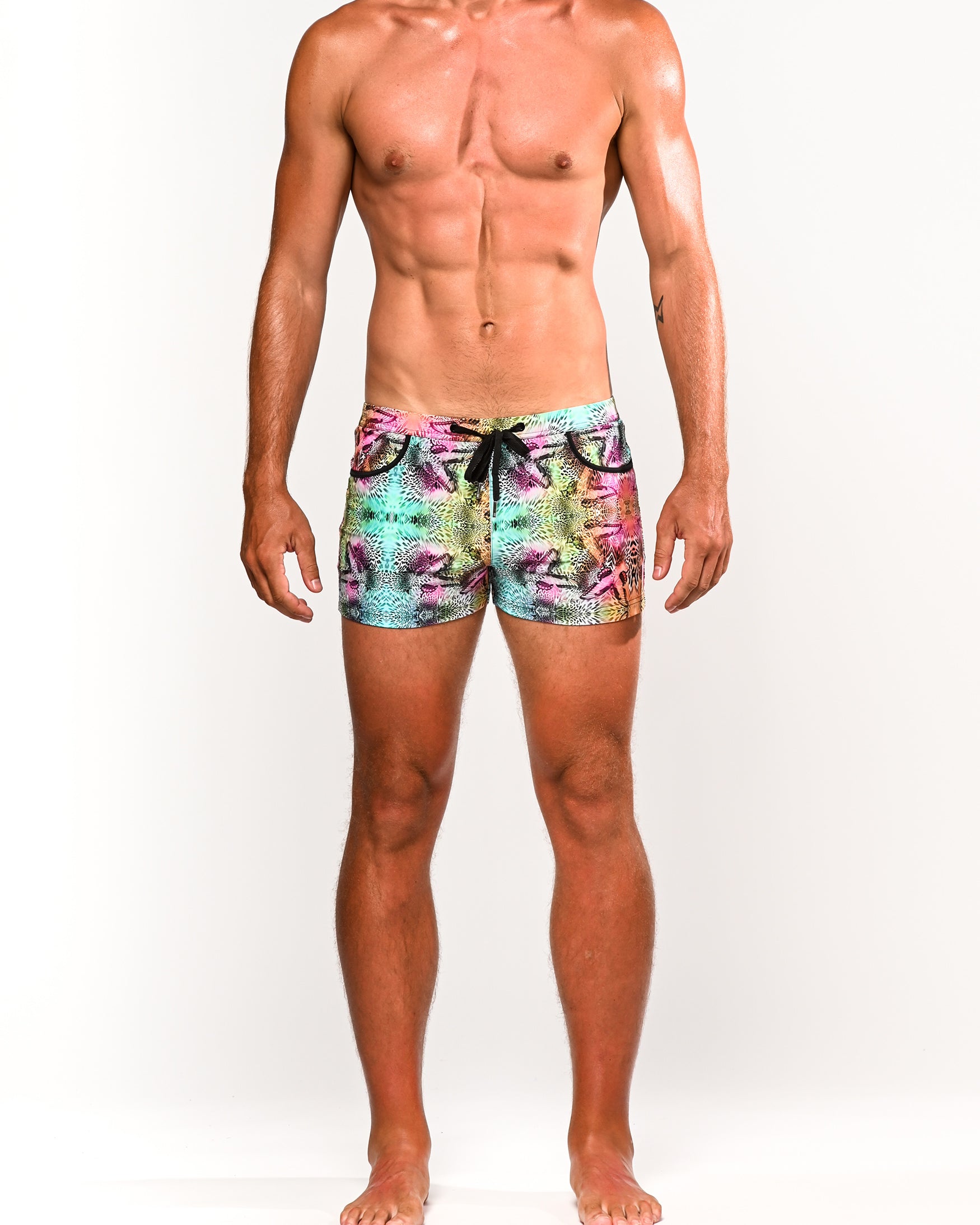 TEAL/APRICOT BUTTERFLIES JUNGLE COAST SWIM SHORT ST-8007-35