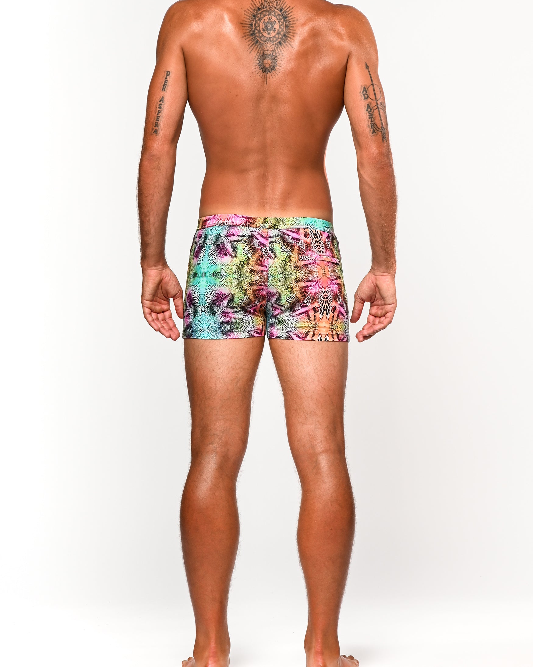 TEAL/APRICOT BUTTERFLIES JUNGLE COAST SWIM SHORT ST-8007-35