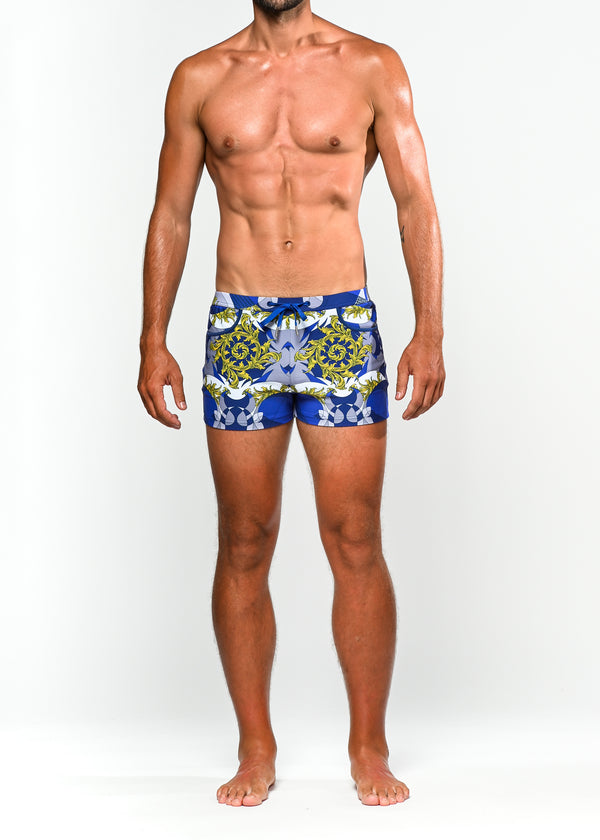 COBALT/BAROQUE MONOGRAM COAST SWIM SHORT ST-8007