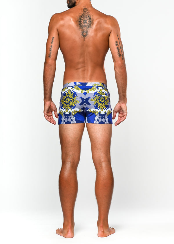 COBALT/BAROQUE MONOGRAM COAST SWIM SHORT ST-8007