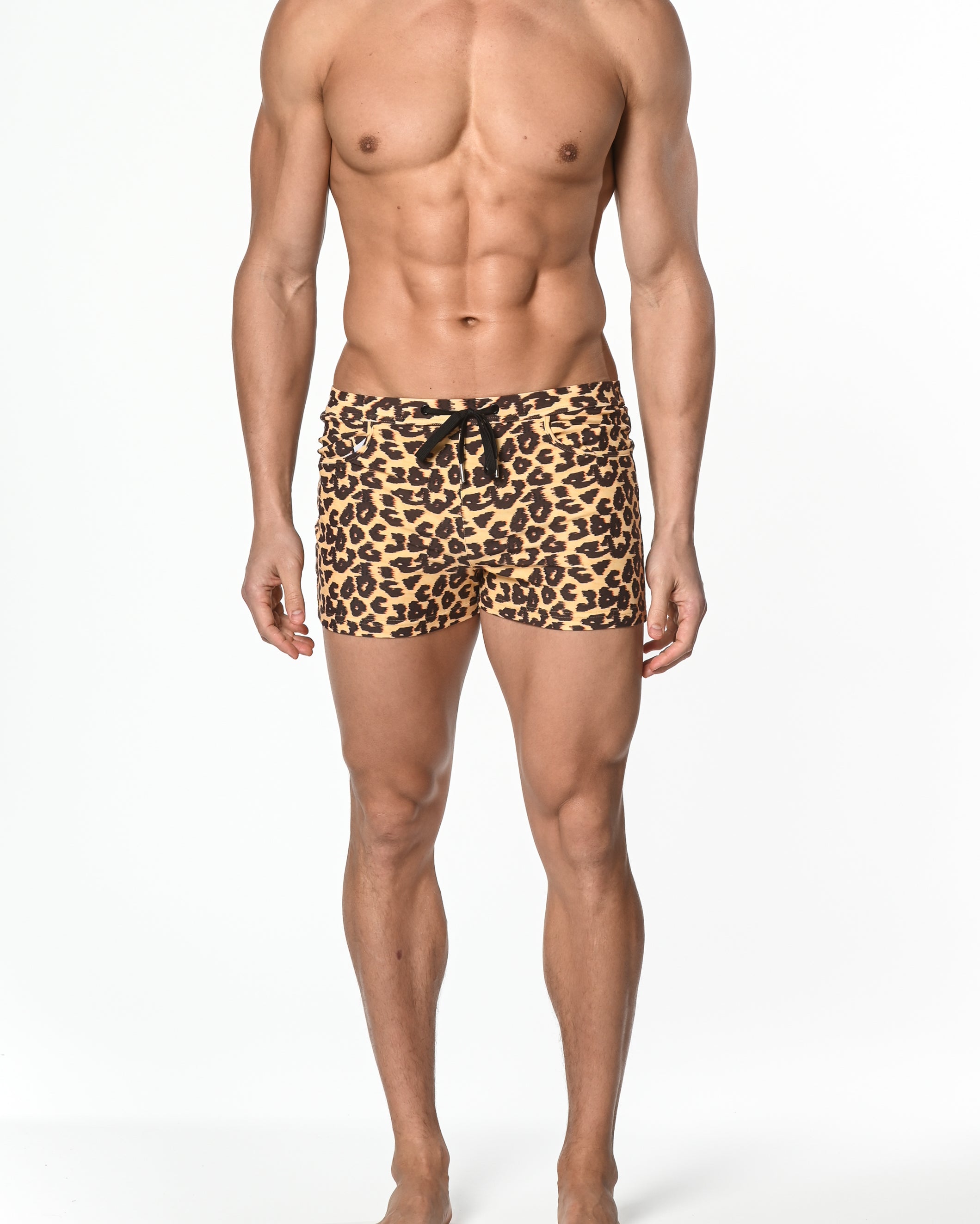 HONEY/BROWN LEOPARD COAST SWIM SHORT ST-8007