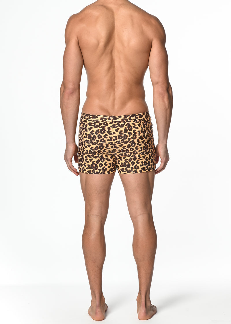 HONEY/BROWN LEOPARD COAST SWIM SHORT ST-8007