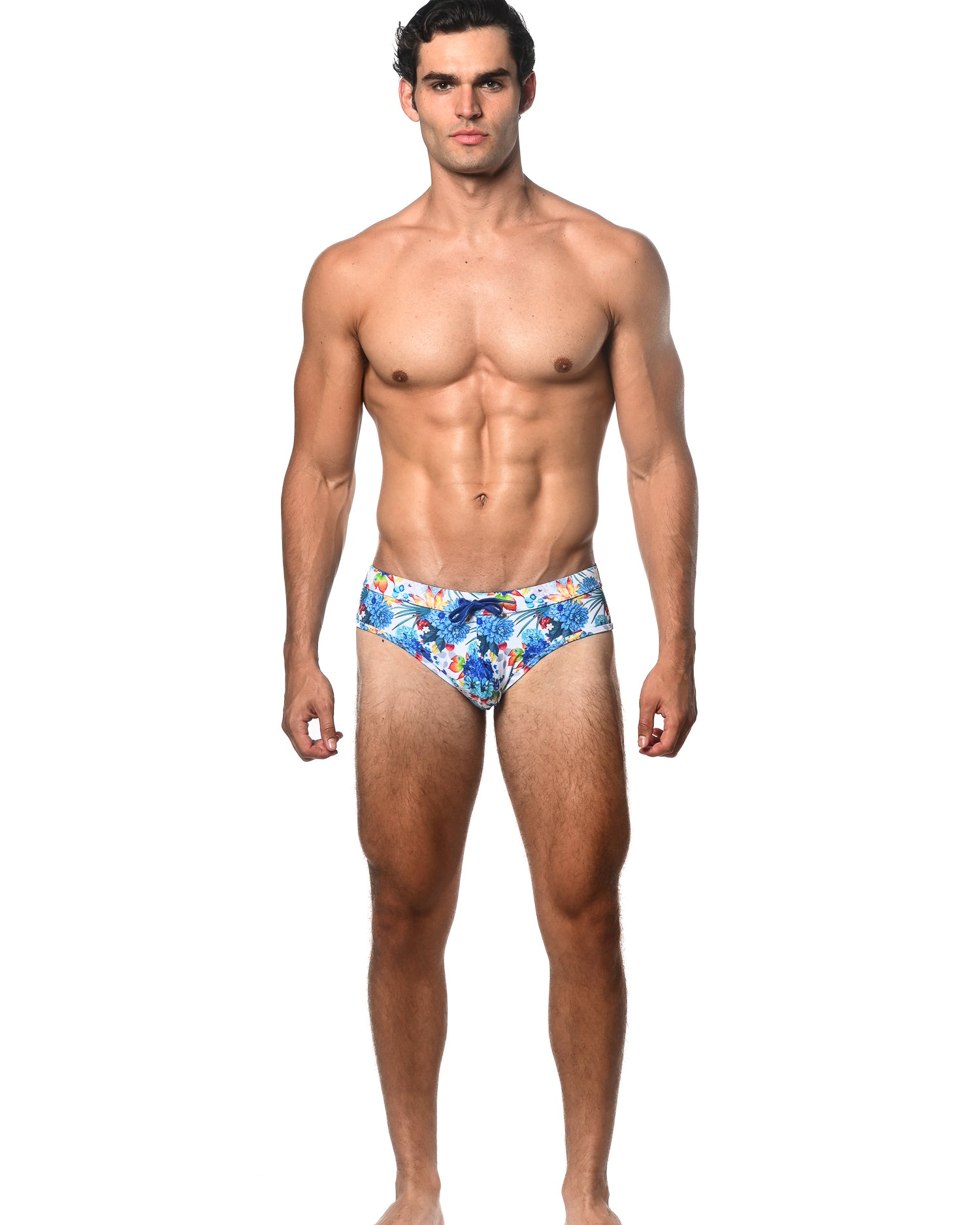 BLUE/YELLOW TROPICS PRINTED SWIM BRIEF ST-8015-02