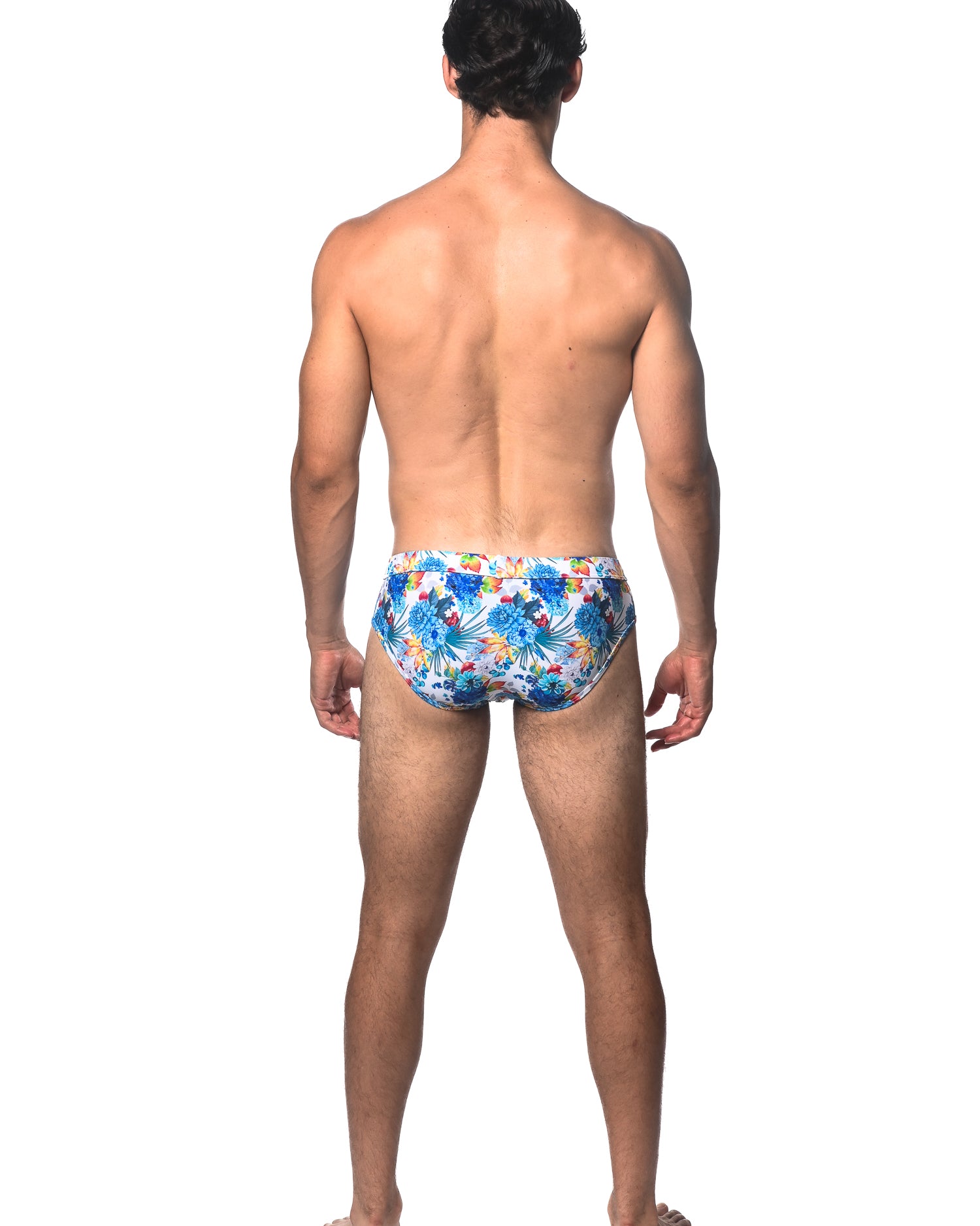 BLUE/YELLOW TROPICS PRINTED SWIM BRIEF ST-8015-02