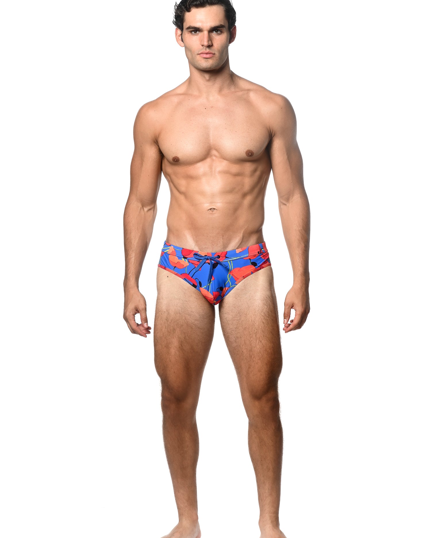 ROYAL/RED FLORAL PRINTED SWIM BRIEF ST-8015-07