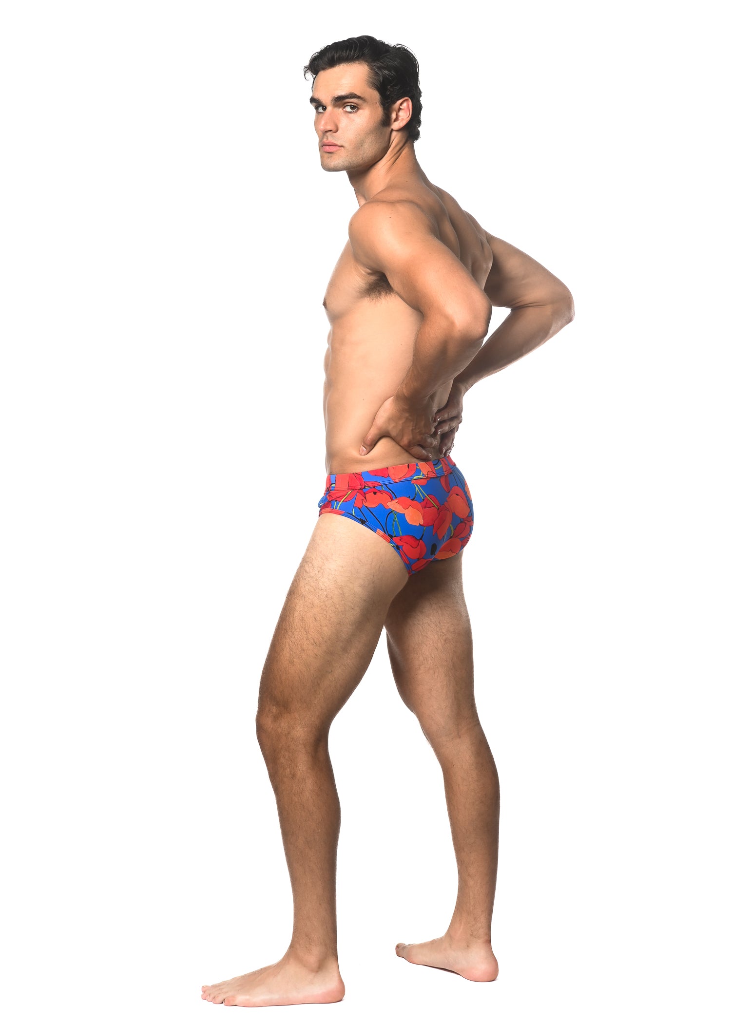 ROYAL/RED FLORAL PRINTED SWIM BRIEF ST-8015-07