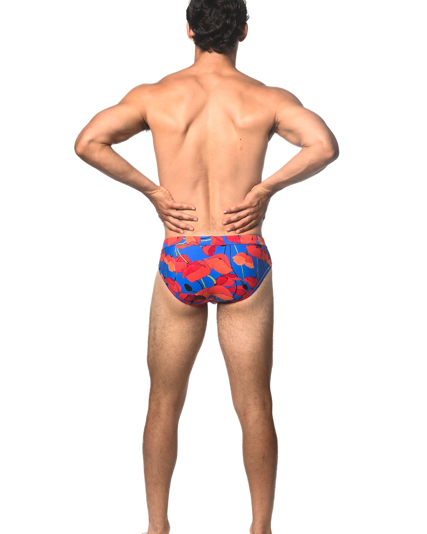 ROYAL/RED FLORAL PRINTED SWIM BRIEF ST-8015-07