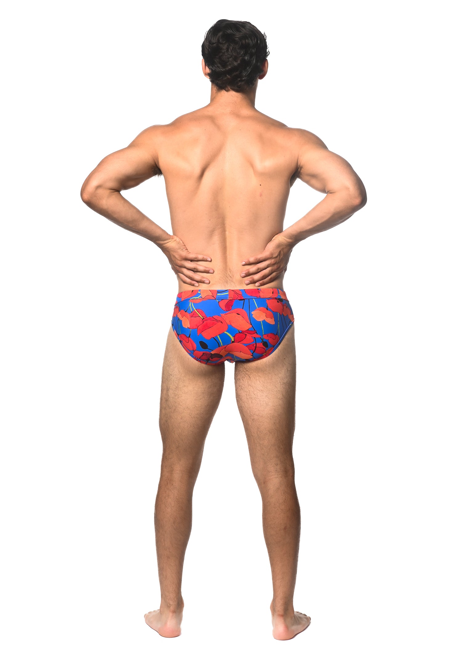 ROYAL/RED FLORAL PRINTED SWIM BRIEF ST-8015-07