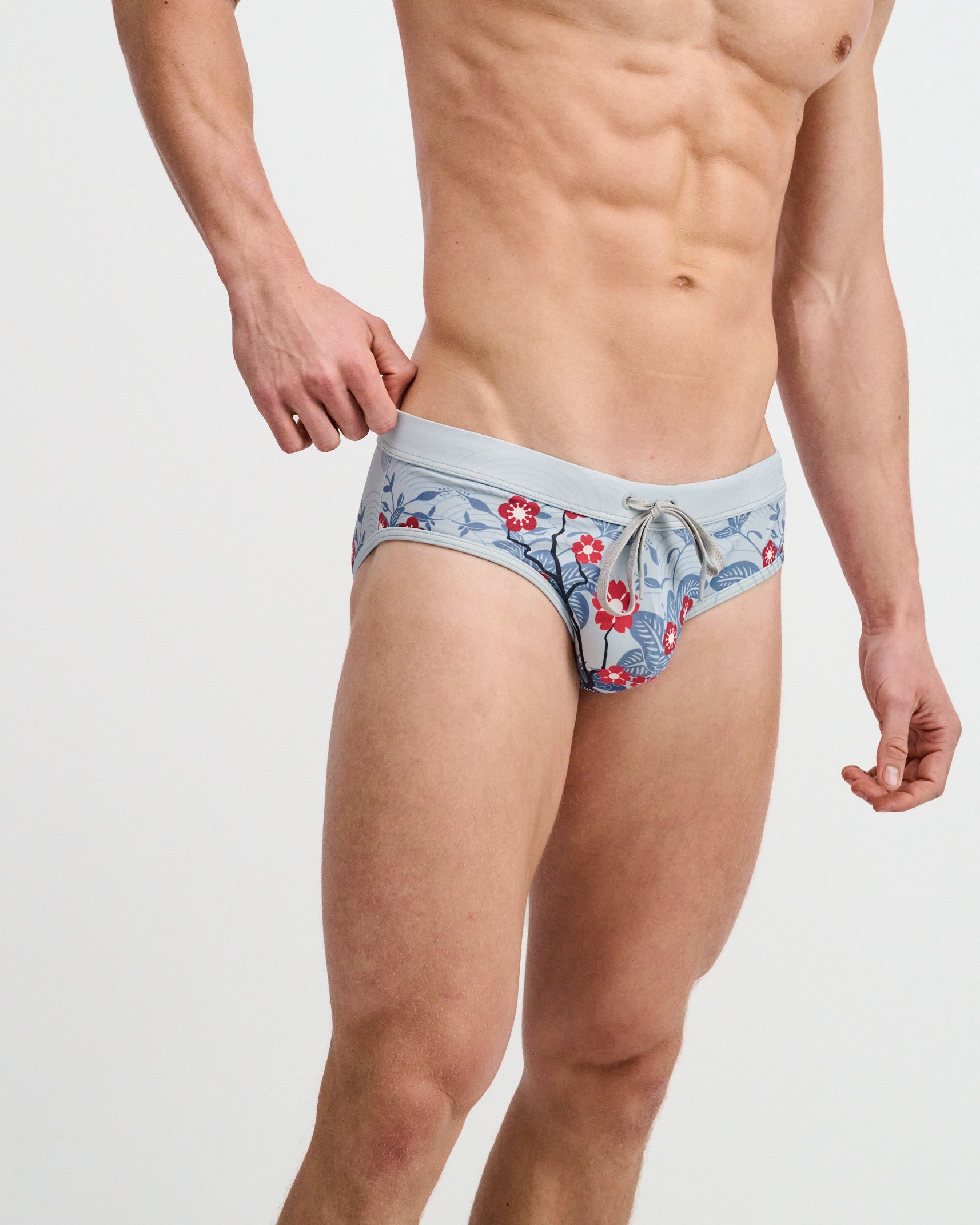 SLATE/NAVY FLORAL PRINTED SWIM BRIEF ST-8015-31